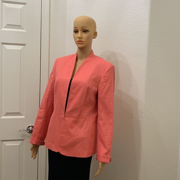Jones Wear Size 10 Tangerine Snap Waist Rolled Sleeve Woman’s Casual Work Jacket - Picture 3 of 7